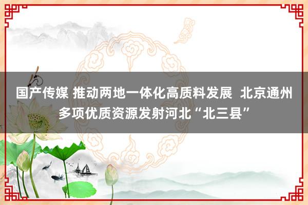 国产传媒 推动两地一体化高质料发展  北京通州多项优质资源发射河北“北三县”