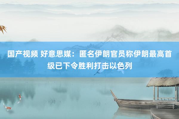 国产视频 好意思媒：匿名伊朗官员称伊朗最高首级已下令胜利打击以色列