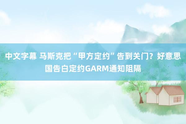 中文字幕 马斯克把“甲方定约”告到关门？好意思国告白定约GARM通知阻隔