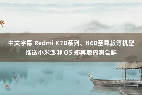 中文字幕 Redmi K70系列、K60至尊版等机型推送小米澎湃 OS 郑再版内测尝鲜