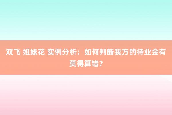 双飞 姐妹花 实例分析：如何判断我方的待业金有莫得算错？