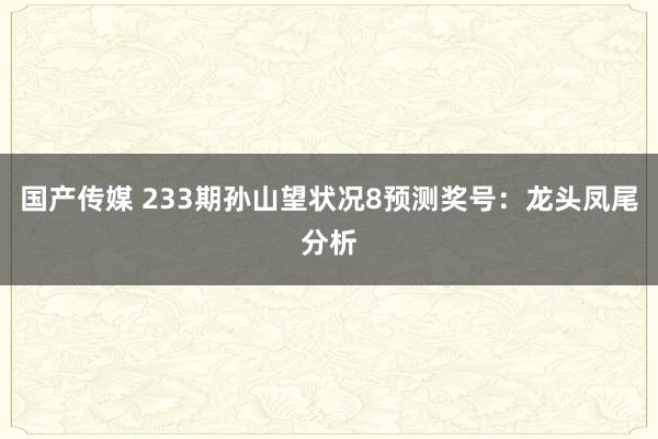 国产传媒 233期孙山望状况8预测奖号：龙头凤尾分析