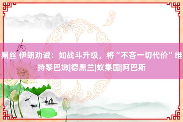 黑丝 伊朗劝诫：如战斗升级，将“不吝一切代价”维持黎巴嫩|德黑兰|蚁集国|阿巴斯