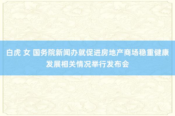 白虎 女 国务院新闻办就促进房地产商场稳重健康发展相关情况举行发布会